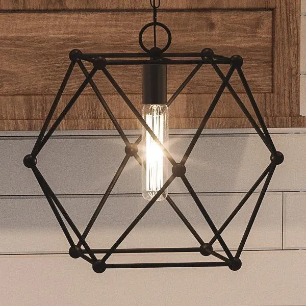 UHP2704 Contemporary Pendant Light, 11.25"H x 12"W, Midnight Black Finish, Aberdeen Collection — Urban Ambiance LED Landscape Lights  3000K