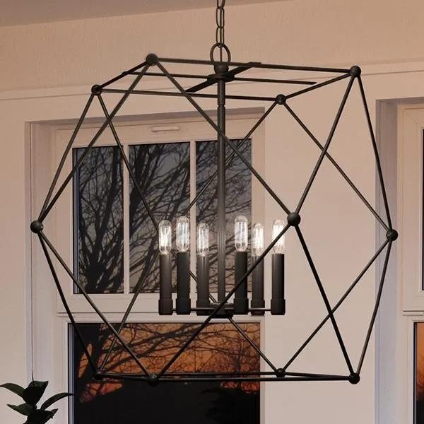 UHP2702 Contemporary Chandelier, 26"H x 28"W, Midnight Black Finish, Aberdeen Collection — Urban Ambiance LED Landscape Lights  3000K