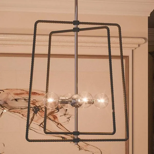 UHP2660 Luxe Industrial Chic Chandelier, 23"H x 21.875"W, Polished Chrome Finish, Spokane Collection — Urban Ambiance LED Landscape Lights  3000K