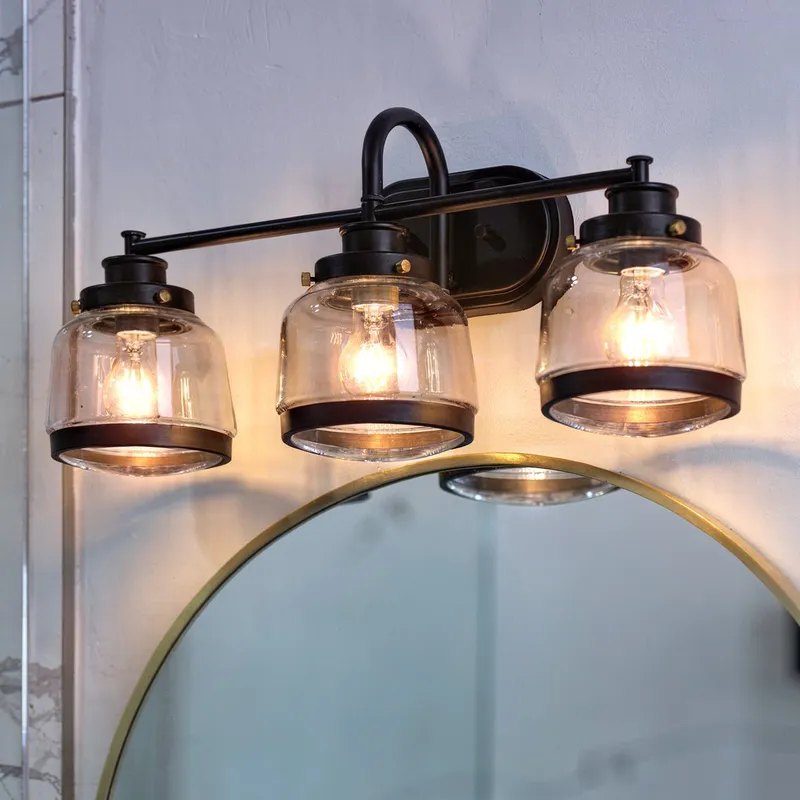 UHP2539 Luxe Industrial Bathroom Vanity Light, 11.25"H x 26"W, Olde Bronze Finish, Nottingham Collection — Urban Ambiance LED Linear Lights  3000K