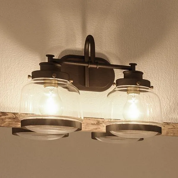 UHP2537 Luxe Industrial Bathroom Vanity Light, 11.25"H x 16.25"W, Olde Bronze Finish, Nottingham Collection — Urban Ambiance LED Linear Lights  3000K