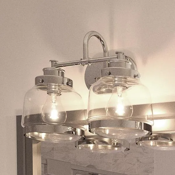 UHP2536 Luxe Industrial Bathroom Vanity Light, 11.25"H x 16.25"W, Polished Nickel Finish, Nottingham Collection — Urban Ambiance LED Linear Lights  3000K