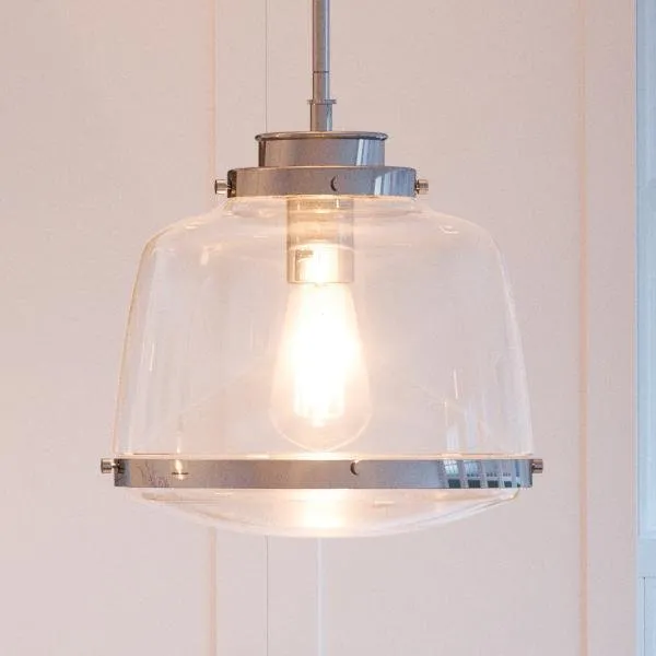 UHP2534 Luxe Industrial Pendant Light, 11"H x 11"W, Polished Nickel Finish, Nottingham Collection — Urban Ambiance LED Landscape Lights  3000K