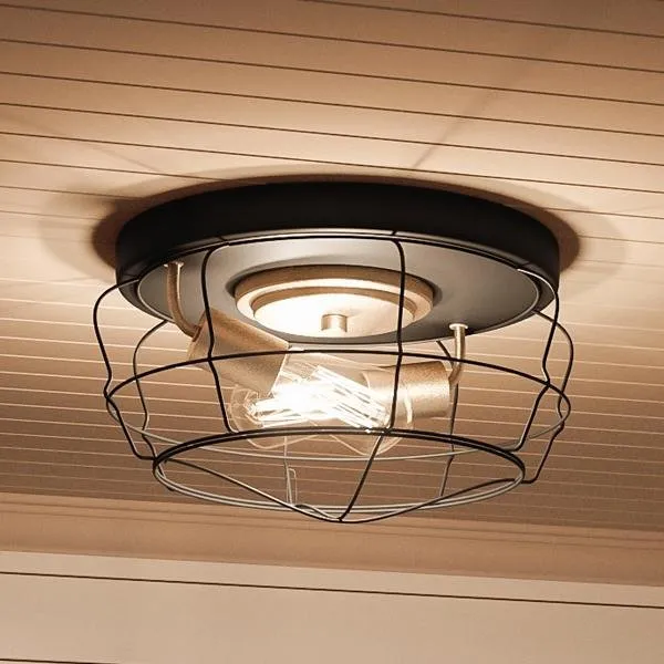 UHP2423 Vintage Ceiling Fixture, 6.75"H x 14"W, Charcoal Finish, Syracuse Collection — Urban Ambiance LED Post Top Lights  3000K
