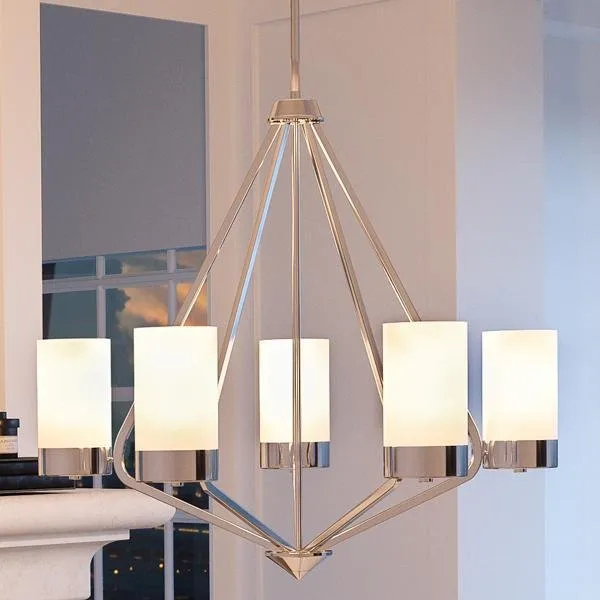 UHP2300 Contemporary Chandelier, 23"H x 27.375"W, Polished Chrome Finish, Madison Collection — Urban Ambiance LED Landscape Lights  3000K