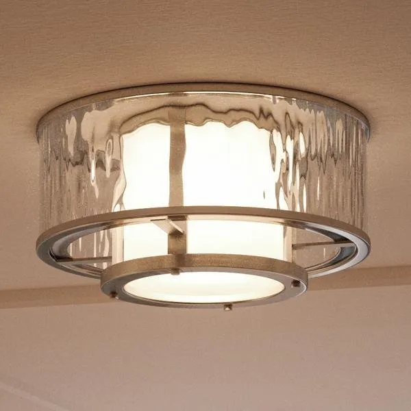 UHP2095 Art Deco Deco Ceiling Fixture, 7.375"H x 15"W, Brushed Nickel Finish, Chesapeake Collection — Urban Ambiance LED Post Top Lights  3000K