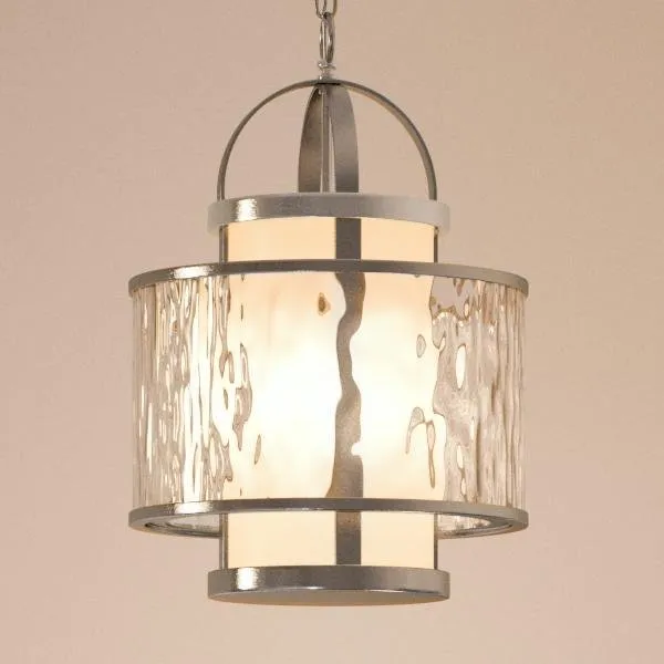 UHP2091 Art Deco Deco Pendant Light, 18.25"H x 11.75"W, Brushed Nickel Finish, Chesapeake Collection — Urban Ambiance LED Landscape Lights  3000K