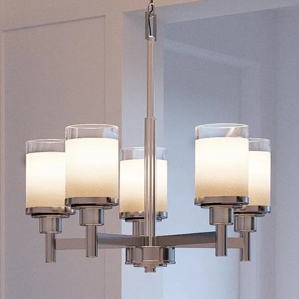 UHP2017 Contemporary Chandelier, 19.75"H x 20"W, Brushed Nickel Finish, Cupertino Collection — Urban Ambiance LED Landscape Lights  3000K