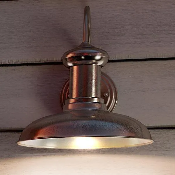 UHP1030 Luxe Industrial Chic Outdoor Wall Light, 12.375"H x 12"W, Aged Nickel Finish, Palermo Collection — Urban Ambiance LED Wall Lights  3000K
