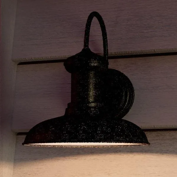 UHP1028 Luxe Industrial Chic Outdoor Wall Light, 12.375"H x 12"W, Olde Iron Finish, Palermo Collection — Urban Ambiance LED Wall Lights  3000K
