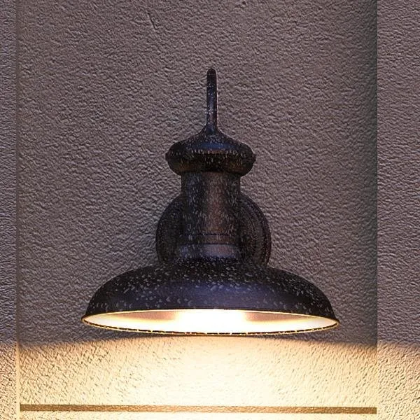 UHP1024 Luxe Industrial Chic Outdoor Wall Light, 10.75"H x 10"W, Olde Iron Finish, Palermo Collection — Urban Ambiance LED Wall Lights  3000K