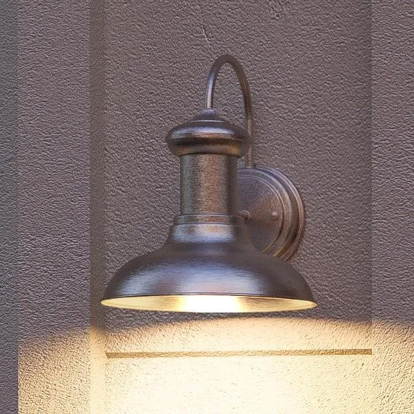 UHP1022 Luxe Industrial Chic Outdoor Wall Light, 10"H x 8.125"W, Aged Nickel Finish, Palermo Collection — Urban Ambiance LED Wall Lights  3000K