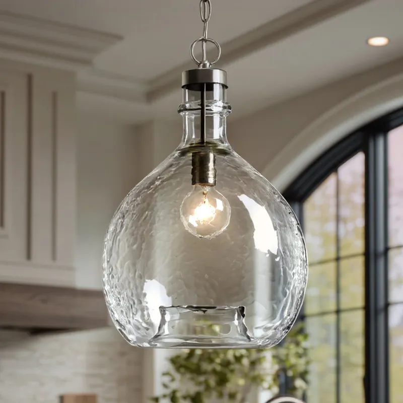 UHP2772 Modern Farmhouse Pendant, 20-3/8"H x 13"W, Brushed Nickel Finish, Hobart Collection — Urban Ambiance LED Landscape Lights  3000K