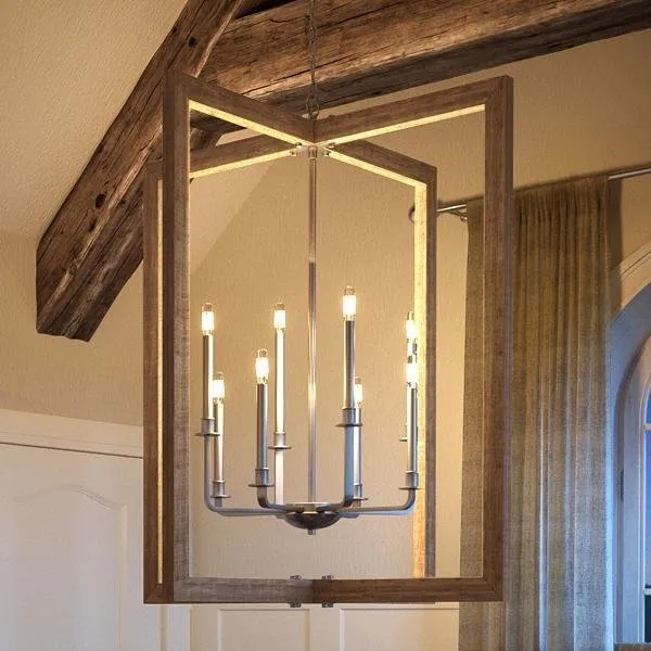 UHP2742 XL Modern Farmhouse Chandelier, 39"H x 36"W, Galvanized Steel Finish, Brighton Collection — Urban Ambiance LED Landscape Lights  3000K