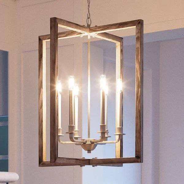 UHP2741 Modern Farmhouse Chandelier, 28-3/4"H x 26"W, Galvanized Steel Finish, Brighton Collection — Urban Ambiance LED Landscape Lights  3000K