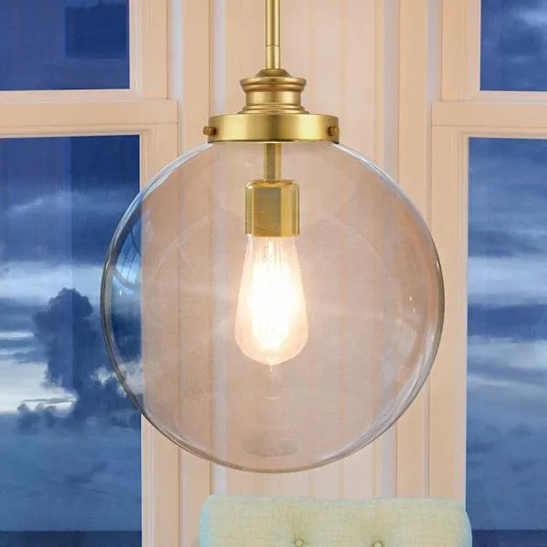 UHP2645 Vintage Pendant, 15"H x 12"W, Native Brass Finish, Glasgow Collection — Urban Ambiance LED Landscape Lights  3000K
