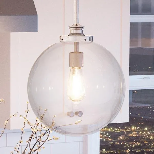 UHP2644 Vintage Pendant, 15"H x 12"W, Polished Nickel Finish, Glasgow Collection — Urban Ambiance LED Landscape Lights  3000K