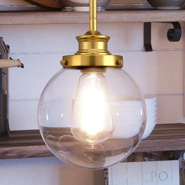 UHP2641 Vintage Pendant, 9-1/2"H x 6-7/8"W, Native Brass Finish, Glasgow Collection — Urban Ambiance LED Landscape Lights  3000K