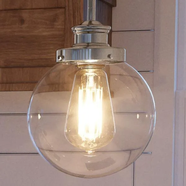 UHP2640 Vintage Pendant, 9-1/2"H x 6-7/8"W, Polished Nickel Finish, Glasgow Collection — Urban Ambiance LED Landscape Lights  3000K
