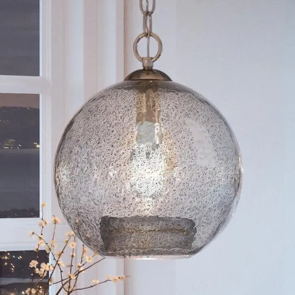 UHP2582 Vintage Pendant, 14"H x 11-3/4"W, Brushed Nickel Finish, Birmingham Collection — Urban Ambiance LED Landscape Lights  3000K