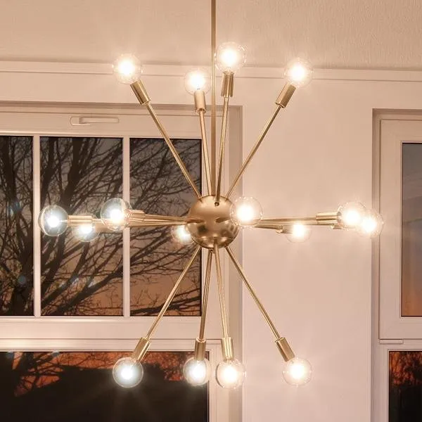 UHP2523 Modern Chandelier, 25-1/2"H x 24.167"W, Brushed Bronze Finish, Baltimore Collection — Urban Ambiance LED Landscape Lights  3000K