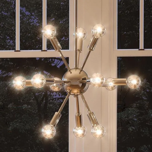 UHP2520 Modern Modern Chandelier, 22"H x 14-1/8"W, Polished Nickel Finish, Baltimore Collection — Urban Ambiance LED Landscape Lights  3000K