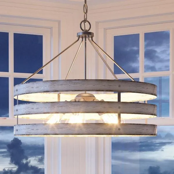 UHP2479 Modern Farmhouse Chandelier, 22-3/4"H x 27-3/4"W, Galvanized Steel Finish, Adelaide Collection — Urban Ambiance LED Landscape Lights  3000K