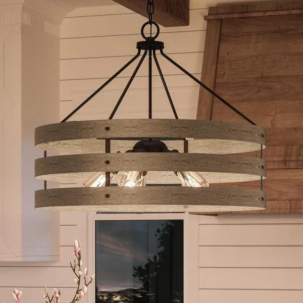 UHP2478 Modern Farmhouse Chandelier, 22-3/4"H x 27-3/4"W, Charcoal Finish, Adelaide Collection — Urban Ambiance LED Landscape Lights  3000K