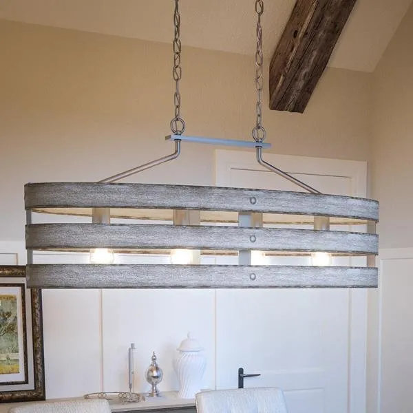 UHP2477 Modern Farmhouse Chandelier, 17"H x 38-1/2"W, Galvanized Steel Finish, Adelaide Collection — Urban Ambiance LED Linear Lights  3000K
