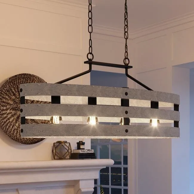 UHP2476 Modern Farmhouse Chandelier, 17"H x 38-1/2"W, Charcoal Finish, Adelaide Collection — Urban Ambiance LED Linear Lights  3000K