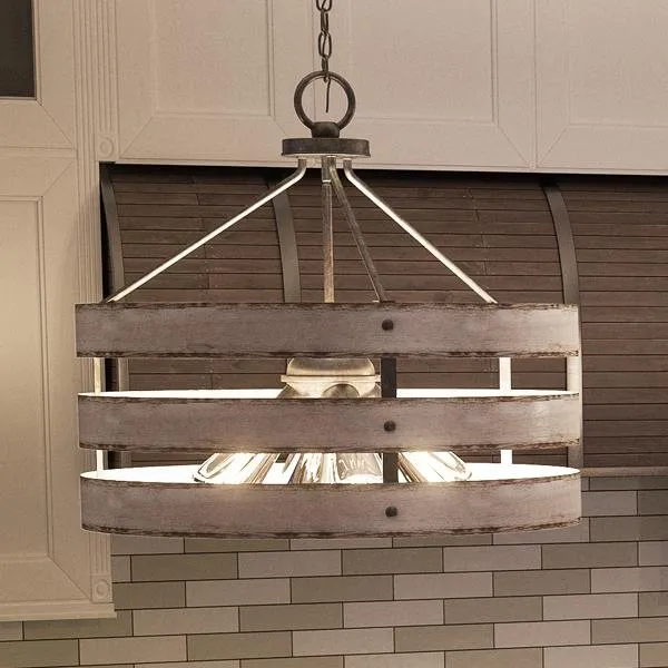 UHP2475 Modern Farmhouse Chandelier, 18-1/4"H x 21-5/8"W, Galvanized Steel Finish, Adelaide Collection — Urban Ambiance LED Landscape Lights  3000K