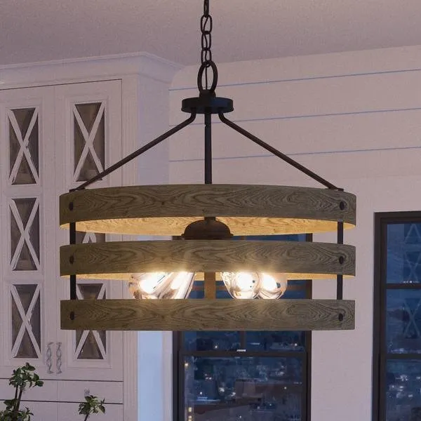 UHP2474 Modern Farmhouse Chandelier, 18-1/4"H x 21-5/8"W, Charcoal Finish, Adelaide Collection — Urban Ambiance LED Landscape Lights  3000K
