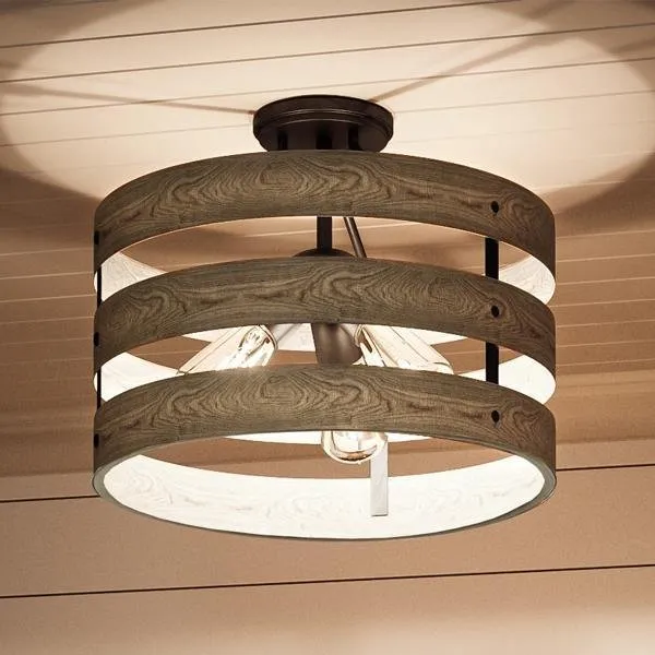 UHP2470 Modern Farmhouse Flush-Mount Ceiling Fixture, 13-1/2"H x 17"W, Charcoal Finish, Adelaide Collection — Urban Ambiance LED Post Top Lights  3000K