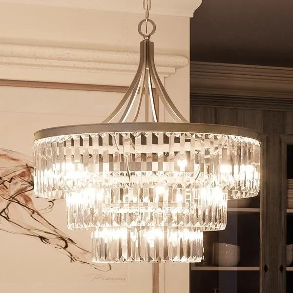 UHP2465 Traditional Traditional Chandelier, 29-1/4"H x 28"W, Antique Silver Finish, Lille Collection — Urban Ambiance LED Landscape Lights  3000K