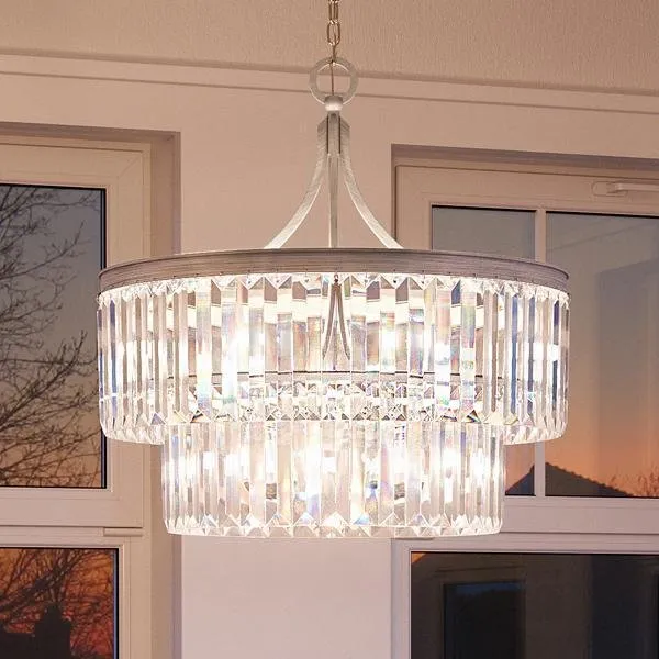 UHP2463 Traditional Traditional Chandelier, 23-7/8"H x 22-1/4"W, Antique Silver Finish, Lille Collection — Urban Ambiance LED Landscape Lights  3000K