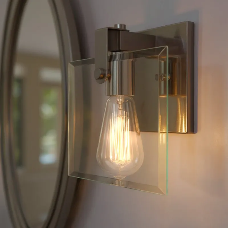 UHP2455 Modern Farmhouse Modern Bath / Wall Light, 8-3/8"H x 7"W, Brushed Nickel Finish, Bristol Collection — Urban Ambiance LED Wall Lights  3000K