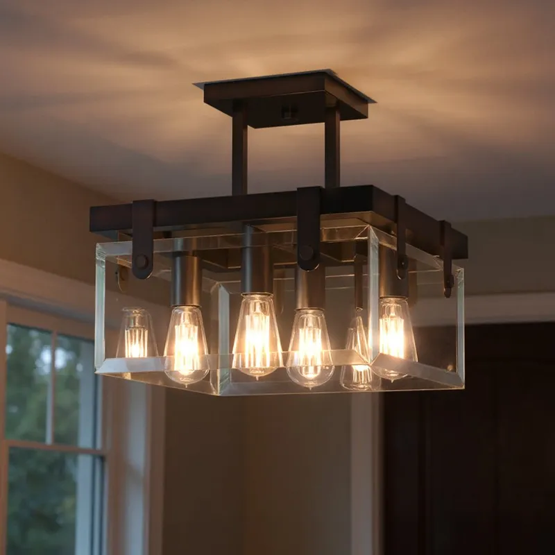 UHP2448 Modern Farmhouse Ceiling Fixture, 14"H x 16-3/4"W SQ, Olde Bronze Finish, Bristol Collection — Urban Ambiance LED Post Top Lights  3000K