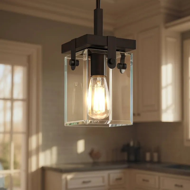 UHP2446 Modern Farmhouse Modern Pendant, 11-7/8"H x 6-1/2"W SQ, Olde Bronze Finish, Bristol Collection — Urban Ambiance LED Landscape Lights  3000K