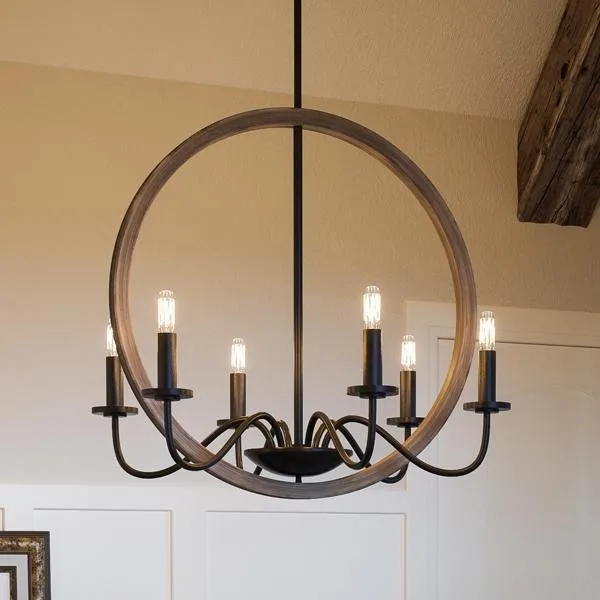 UHP2374 Modern Farmhouse Chandelier, 24-3/4"H x 22"W, Olde Bronze Finish, Dunkirk Collection — Urban Ambiance LED Landscape Lights  3000K