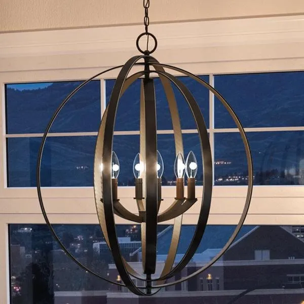 UHP2330 Luxe Industrial Chandelier, 30"H x 27-3/4"W, Olde Bronze Finish, Arezzo Collection — Urban Ambiance LED Landscape Lights  3000K
