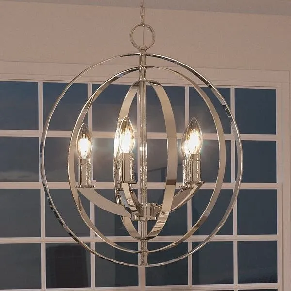 UHP2325 Luxe Industrial Chandelier, 24-3/8"H x 22"W, Polished Nickel Finish, Arezzo Collection — Urban Ambiance LED Landscape Lights  3000K