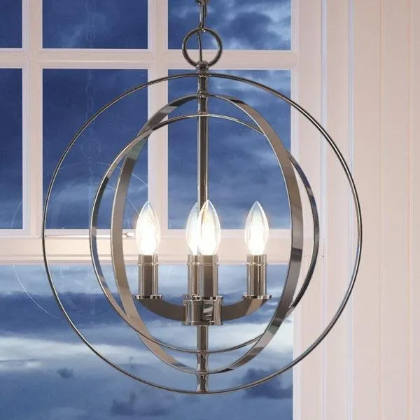UHP2322 Luxe Industrial Chandelier, 18-3/8"H x 16"W, Polished Nickel Finish, Arezzo Collection — Urban Ambiance LED Landscape Lights  3000K