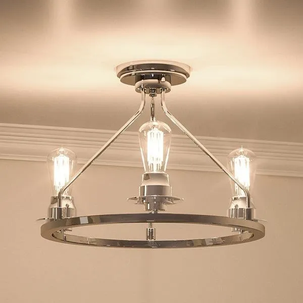 UHP2240 Luxe Industrial Ceiling Fixture, 15"H x 19-7/8"W, Brushed Nickel Finish, Nashville Collection — Urban Ambiance LED Post Top Lights  3000K