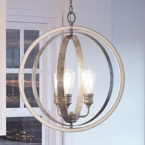 UHP2213 Vintage Chandelier, 24"H x 21-1/4"W, Galvanized Steel Finish, Anchorage Collection — Urban Ambiance LED Landscape Lights  3000K