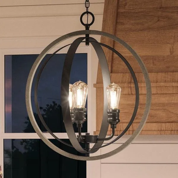 UHP2212 Vintage Chandelier, 24"H x 21-1/4"W, Charcoal Finish, Anchorage Collection — Urban Ambiance LED Landscape Lights  3000K