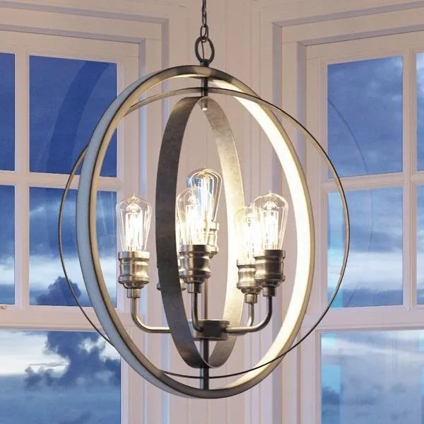UHP2211 Vintage Chandelier, 30-3/4"H x 28"W, Galvanized Steel Finish, Anchorage Collection — Urban Ambiance LED Landscape Lights  3000K