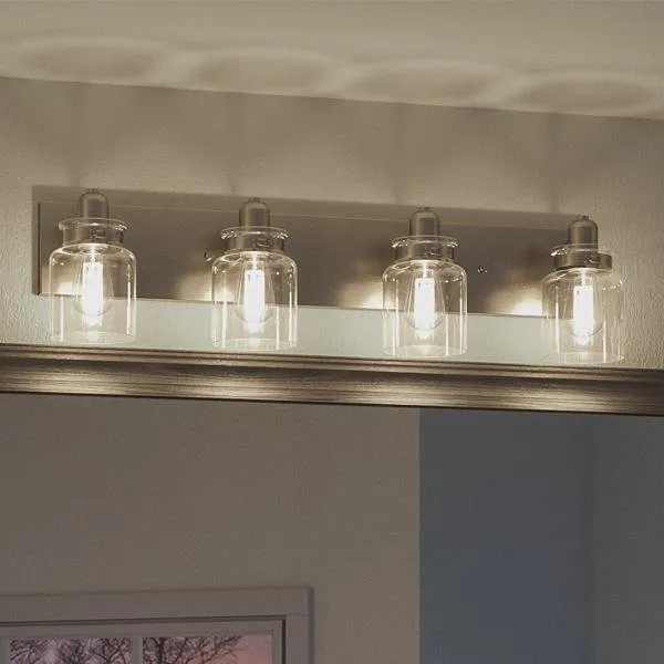 UHP2144 Modern Farmhouse Bath Fixture, 8-5/8"H x 30-1/4"W, Brushed Nickel Finish, Bridgeport Collection — Urban Ambiance LED Linear Lights  3000K