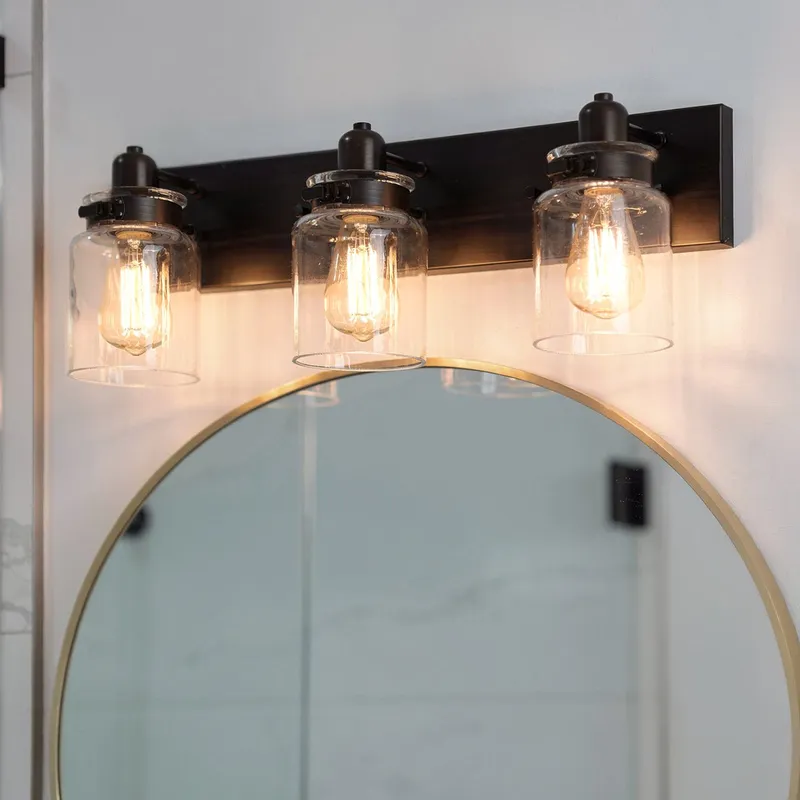 UHP2143 Modern Farmhouse Industrial Bath Fixture, 8-5/8"H x 21-5/8"W, Olde Bronze Finish, Bridgeport Collection — Urban Ambiance LED Linear Lights  3000K