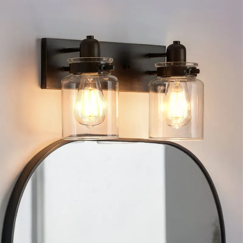 UHP2141 Modern Farmhouse Industrial Bath Fixture, 8-5/8"H x 13-1/4"W, Olde Bronze Finish, Bridgeport Collection — Urban Ambiance LED Linear Lights  3000K