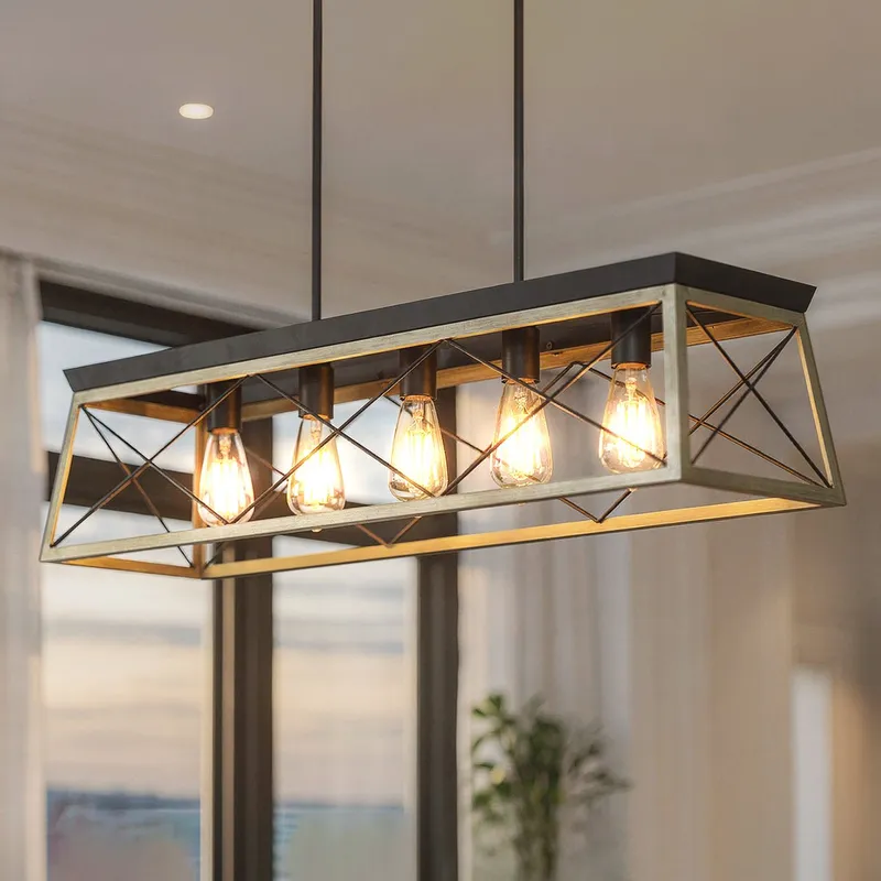 UHP2127 Luxe Industrial Linear Chandelier, 9"H x 38"W, Charcoal Finish, Berkeley Collection — Urban Ambiance LED Linear Lights  3000K
